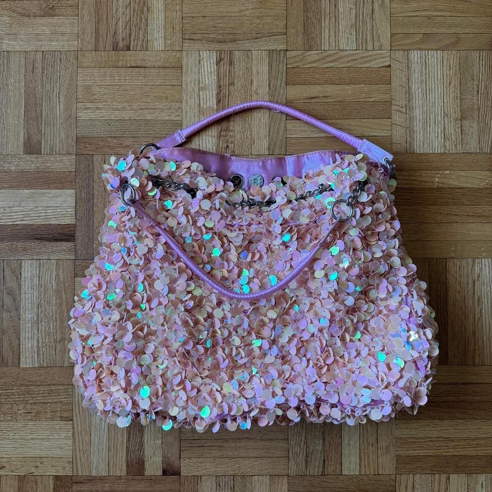 Rare Y2k Vintage Pink Sequin/Pailette Beaded Shoulder Bag